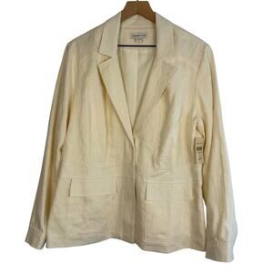 COLDWATER CREEK NWT Linen Blazer Utility Jacket Cream 12 Office Career Spring